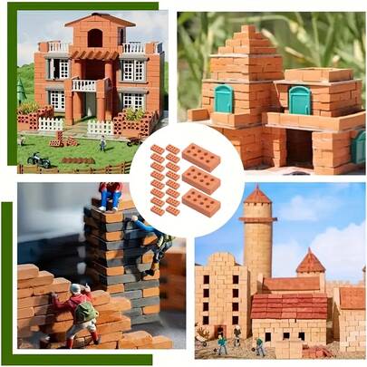 50/200 件迷你粘土积木可重复使用迷你粘土 8 孔砖逼真的 DIY 迷你建筑模型可用于盆景装饰、娃娃屋装饰、迷你建筑场景组装