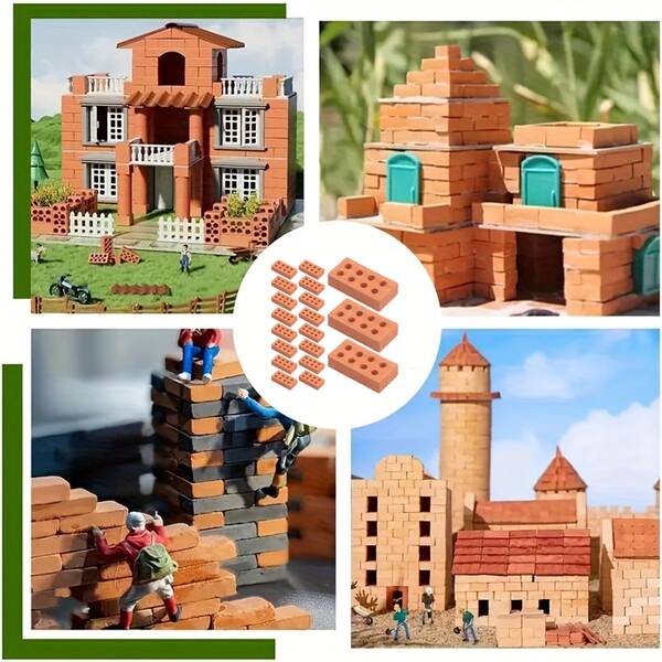 50/200 件迷你粘土积木可重复使用迷你粘土 8 孔砖逼真的 DIY 迷你建筑模型可用于盆景装饰、娃娃屋装饰、迷你建筑场景组装