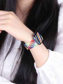 1 件编织手链带 38/40/41/42/44/45/49 毫米弹性单圈 7 系列 SE 3 6 Ultra 8 智能手表表带配件/节日礼物/生日礼物/复活节完美礼物 - 彩色 - 查看 9