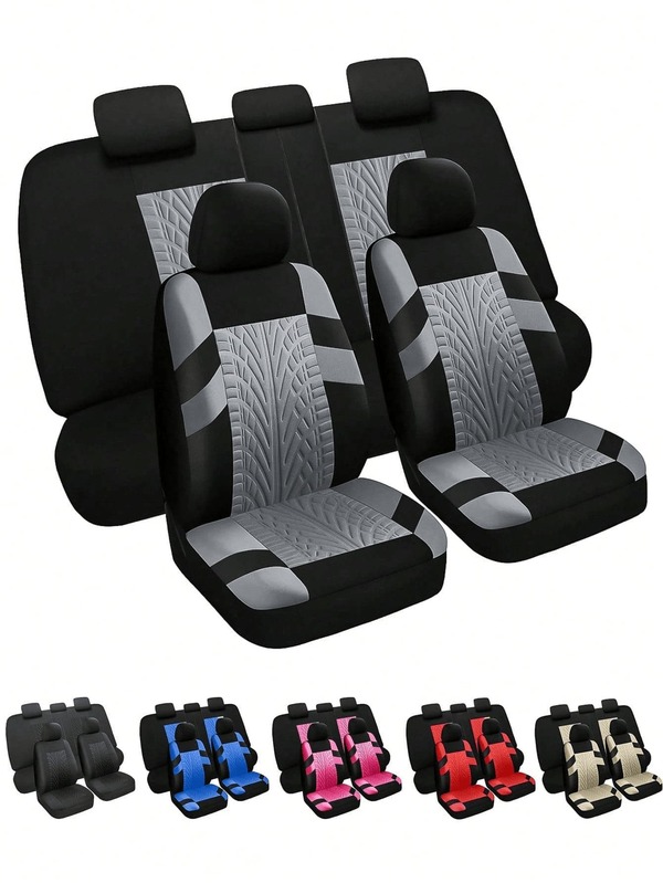 9Pcs Car Seat Cover Set For All Seasons - Diagonal Embossed Non-Slip Textured Polyester Cloth For Front And Back Seats - Easy To Install And Clean - Suitable For A Variety Of Car Models, Including,Car Seat Cover Full Set Sedan, SUV, Etc. - Provides Comprehensive Protection For Your Car Interior - Comfortable Ride In All Seasons