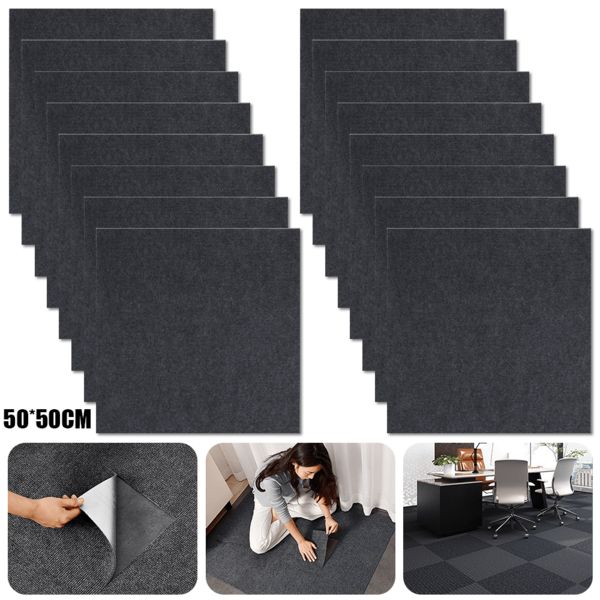 4/16/20/40PCS Carpet Tiles 50x50cm Carpet Floor Tile Non-Slip Flooring Rugs Home, Suitable For Bedroom, Living Room, Kitchen, Office And Porch Decoration