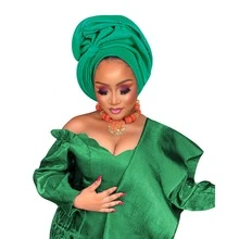 Nigerian Headwear Aso Oke Headband, Women's Wrapped Rhinestone, African Headscarf Hat, Auto Gele Headband, Handmade Fashionable Headwear, Suitable For Weddings, Parties, And Other Festivals - Multicolor - View 18