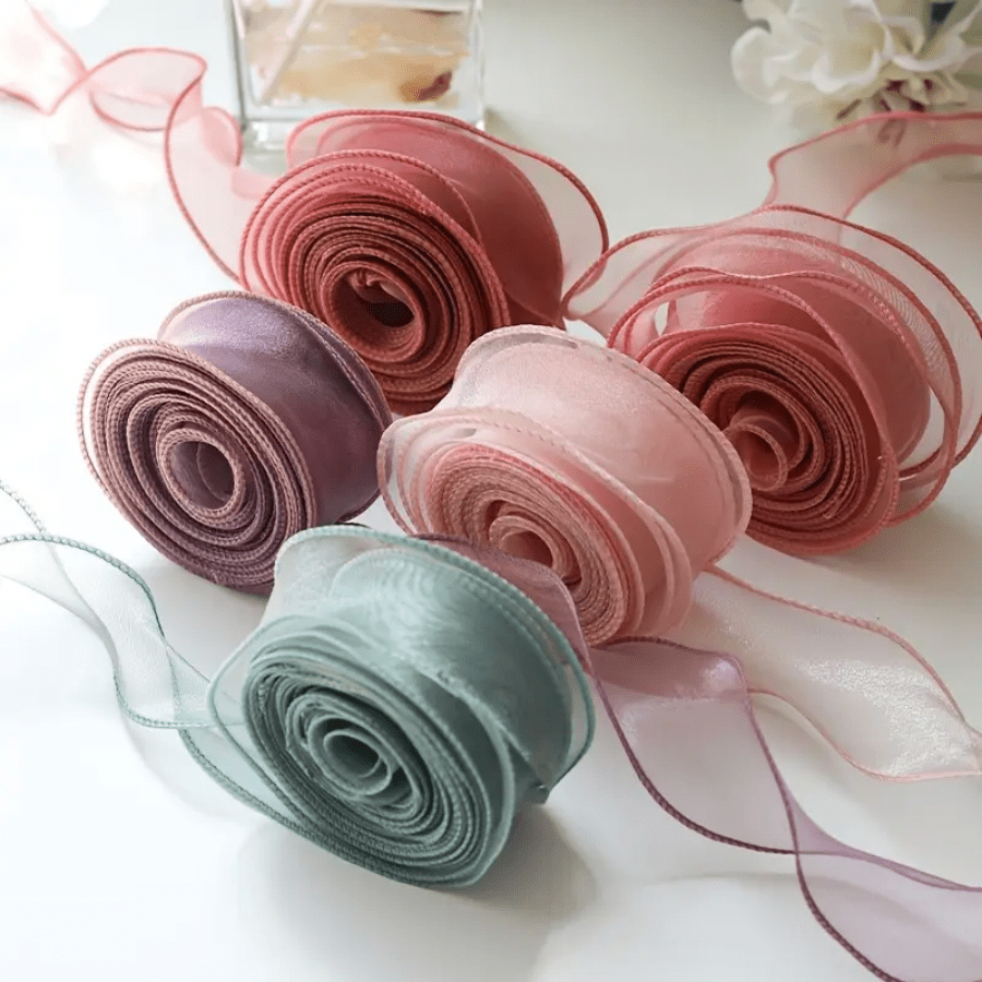 Transparent Chiffon Ribbon - Elegant Organza Satin Tassel Texture Ribbon, Suitable For Gift Wrapping, Bouquet Decoration, Cake Decoration, Wedding, Halloween, Christmas Gift Decoration. Handicrafts And DIY Projects