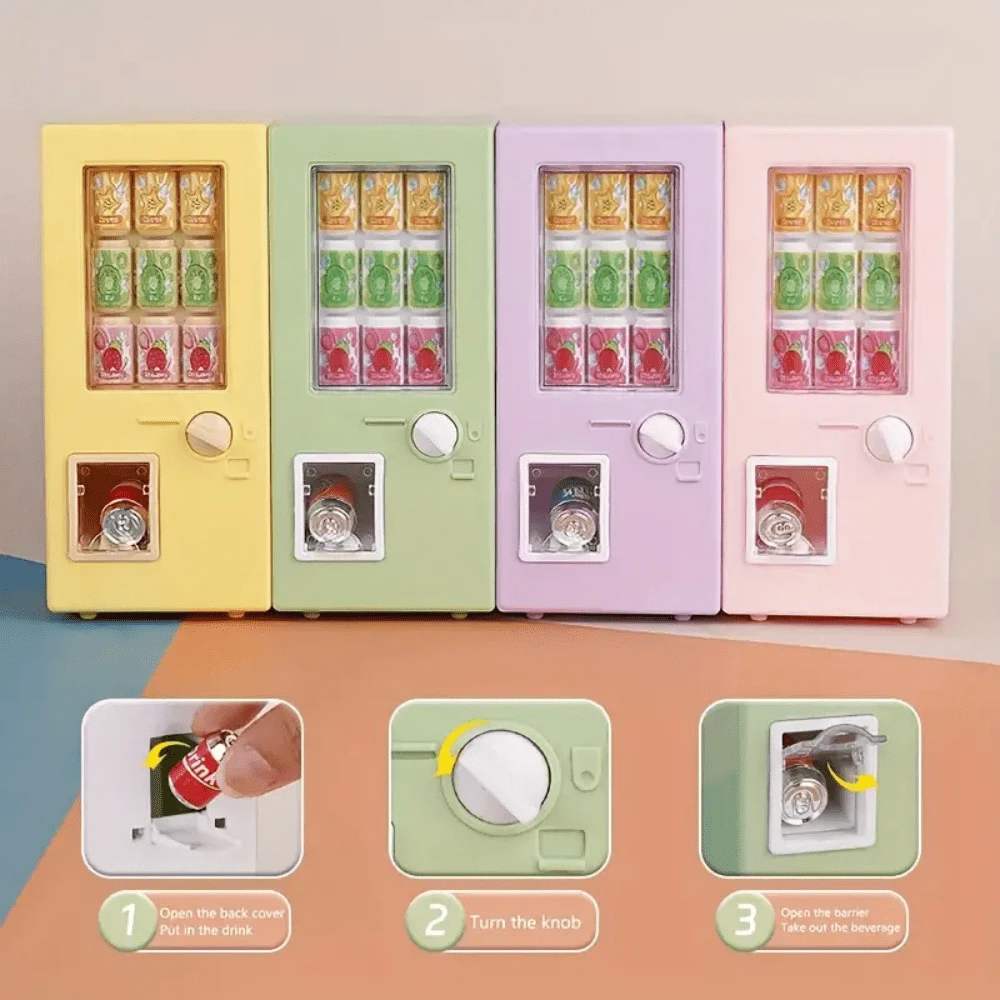 7pcs Mini Beverage Machine Set, Includes 1 Beverage Dispenser And 6 Canned Realistic Mini Beverages With Pull Rings, Suitable For Dollhouse Supermarket Small Models, Creative Scene Photography Props, Ideal Collector's Gift, Kitchen Accessories, Dollhouse Decor, Cute And Durable Ornament, Applicable For Room Decor, Micro-Landscape Decor, Dollhouse Accessories, Desktop Decoration