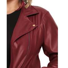 Women's Plus Size Jacket In Leather/Synthetic Leather - Burgundy - View 2