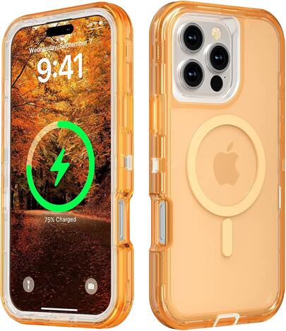 Funda para iPone 17/16/15/14/13/12/11 Series , compatible con MagSafe, resistente protección a prueba de golpes, funda magnética transparente de doble capa para iPone