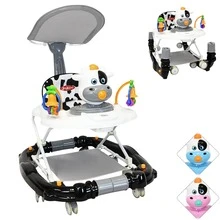 Joykoo Andadera para Bebé Mecedora Vaca con Sonido Bastón Toldo Altura Ajustable Ruedas de Goma Apta desde 6 meses - Negro - Ver 1