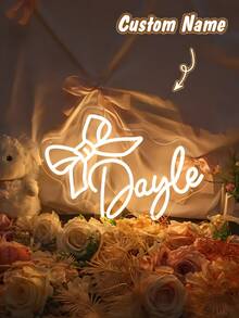 Đèn neon tên hình nơ hồng tùy chỉnh - Đèn LED trang trí tường cá nhân hóa, dùng nguồn USB, hoàn hảo cho phòng ngủ, bàn trang điểm, phông nền tiệc - Món quà lý tưởng cho Ngày Valentine, Kỷ niệm và Sinh nhật; Món quà hoàn hảo cho bạn gái, vợ, con gái, cô dâu, Giáng sinh, Lễ Tạ ơn và Halloween., Trang trí nhà cửa phòng khách - Nhiều màu - Xem 3