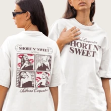 Short N' Sweet Tour Oversized T-Shirt 100% Cotton Blouse - White - View 1