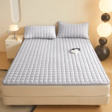 2件装防水防污防油绗缝无拉链枕套，不起球，信封式枕套，无拉链，柔软透气，防水，无异味，无噪音 - 曲線格-淺灰 - 查看 7