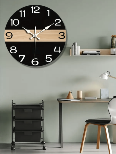 Pc 10 Inch/12 Inch Round Clock, Moderne Wood Grain Minimalist Wand Rustic Vintage ative Silent Quartz Wooden Bedroom Living Room Office Kitchen Bathroom, Battery Operated (Battery Not Included) Home