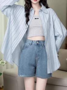 Women's Striped Minimalist Casual Refreshing Long Sleeve Shirt - Multicolor - View 2