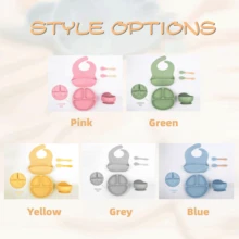 Conjunto de vajilla de silicona personalizado, conjunto de alimentación con nombre, babero de silicona grabado, conjunto de destete con dibujos animados para niña/niño pequeño, conjunto de alimentación con nombre, perfecto para la escuela y la familia