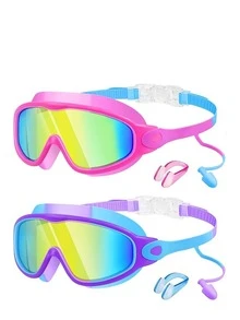 2pcs Kids Swimming Goggles Set, Anti-Fog High Definition Children Swimming Goggles, Leak-Proof Wide Angle Swimming Goggles, Suitable For 3-14 Years Old Kids Swimming Accessories - Multicolor - View 8