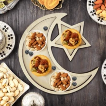 1PC Wooden Moon&Star Festival Crafts Tray, Simple Decoration Festival Plate For Shop/Party/Hotel/Home,Festival Celebrations, Parties, Christmas, Home Decoration, Fruit Trays, Candy Trays
