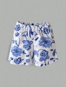 2 pcs Conjunto casual de 2 piezas de camiseta de manga corta con estampado change stand out, lata y pantalones cortos flores para mujer en verano - Blanco - Ver 3