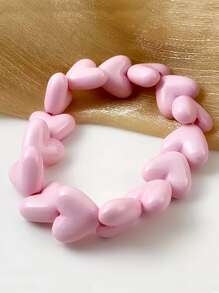 1 件波西米亚风格亚克力塑料心形吊坠弹性手链，适合情人节礼物和日常佩戴