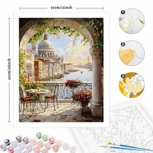 1PC Painting By Number For Adults Beginner, DIY Gift Canvas Painting Kits, Beautiful View Oil Painting Kit, DIY Paint Adult Crafts For Gift Home Wall 12x16inch
