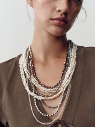 1 pieza Collar de cadena de suéter con borlas de cuentas multicapa estilo bohemio hecho a mano para mujeres