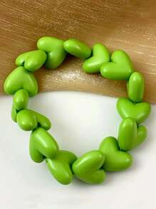 1 件波西米亚风格亚克力塑料心形吊坠弹性手链，适合情人节礼物和日常佩戴