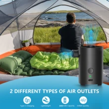 可充电电动气泵，3600mAh电池，快速充气/放气两用，配有4个喷嘴，轻便易携，是充气床垫、充气床、泳池玩具和其他充气产品的理想选择。 - 黑色 - 查看 5