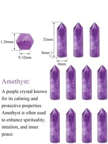 QYDCX 3/5/10 Peças Conjunto de Cristais e Pedras de Ametista Naturais para Cura, Polidos e Talhados, Pedras Preciosas Hexagonais a Granel para Equilíbrio de Energia Reiki, Chakra e Meditação, Presente de Terapia