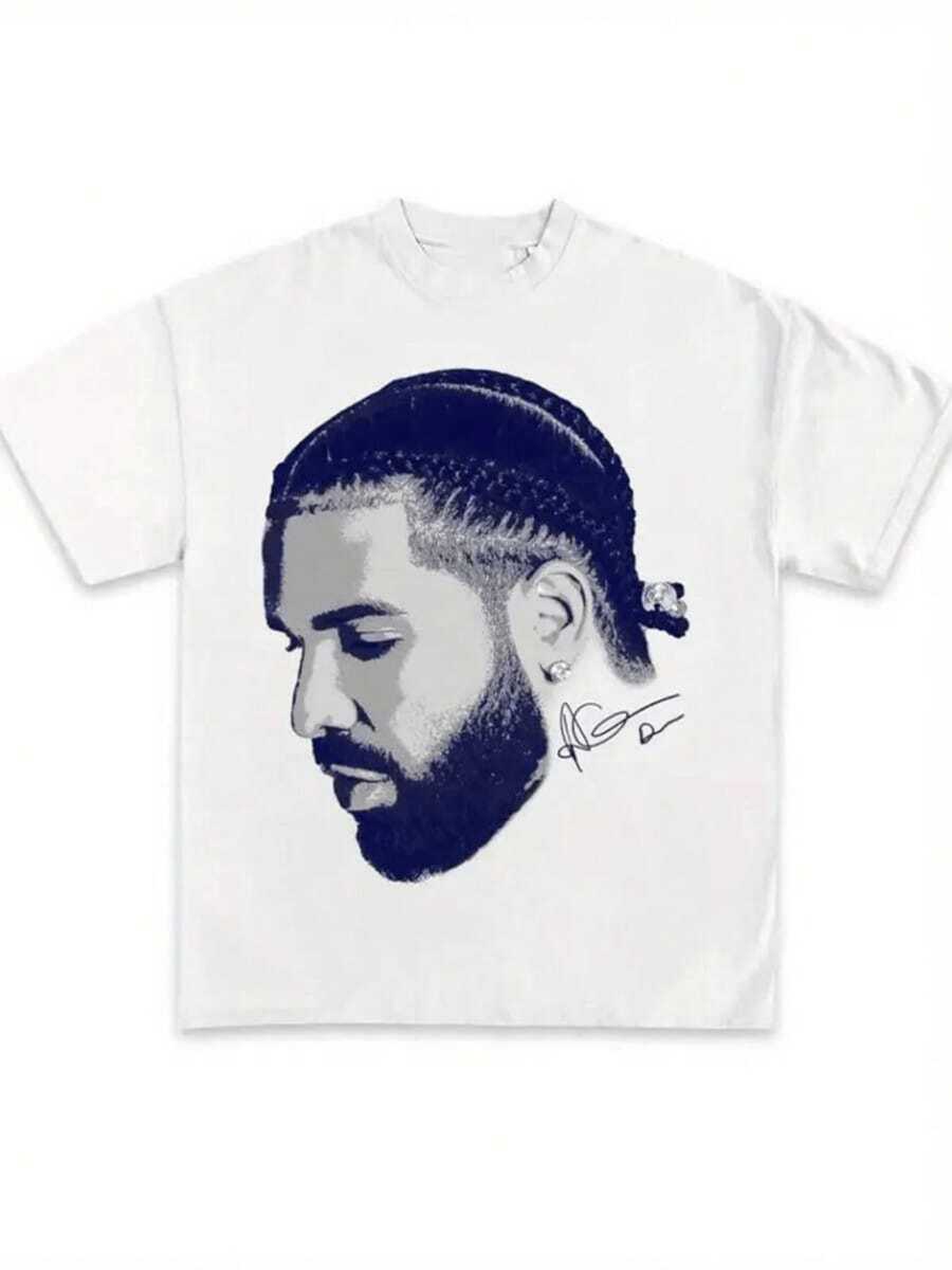 Cool Men's TShirt With Portrait And Signature Graphic Stylish Casual Tee For Everyday Wear,Unique Gift Idea. - trắng - Xem 1