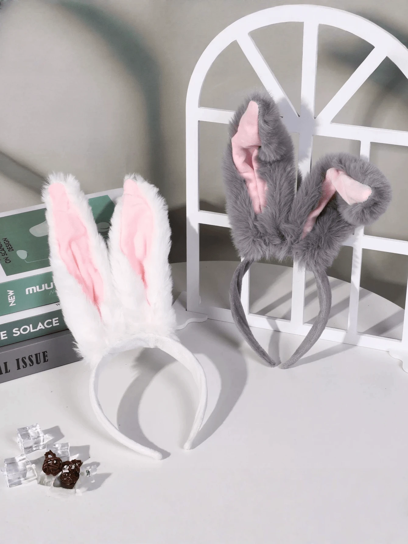 1个复活节兔子耳朵头箍，COSPLAY道具配饰，动物耳朵头箍，圣诞节，复活节，万圣节装饰礼物 - 彩色 - 查看 1