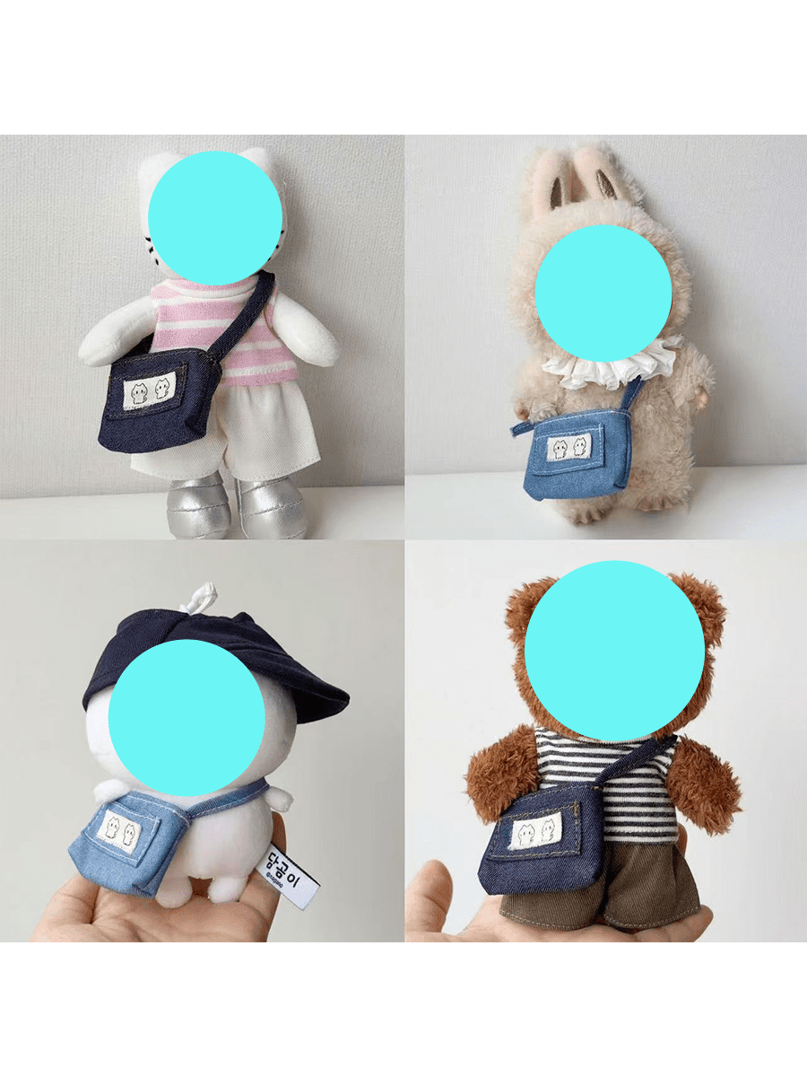 10cm Mini Denim Sarcastic Bear Crossbody Bag, Cute Mini Messenger Bag