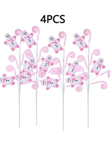 1/2/4/6 buc Crăciun roz turtă dulce om de zăpadă ramură decorare brad de Crăciun decorare turtă dulce Crăciun sărbătoare decorare casă decorațiuni de Crăciun camera decor iarnă