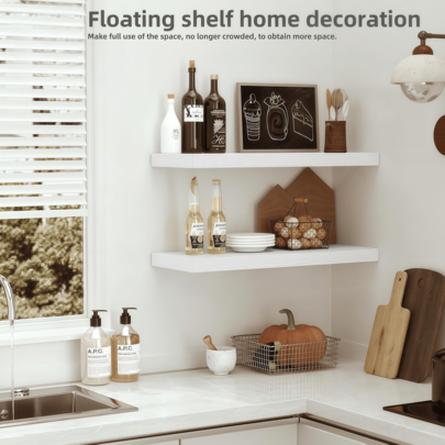 [1/2/4 Pcs Set / Thickness 0.59 Inch * Width 5.8 Inch * Length 15.7 Inch] Floating Wall Mounted Storage Rack, 1-Tier Floating Shelf, Display Rack, Bookshelf, Photo Frame Decor Rack, Kitchen Spice Bottle Organizer, Office Figurine Display Shelf, Bedroom Nightstand Decor Rack, Available In Brown/Black/White, Suitable For Bedroom/Kitchen/Study/Living Room/Bathroom]