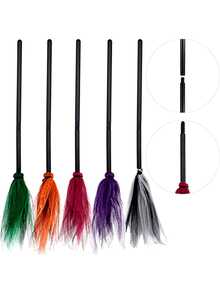 1 pieza Escoba de bruja/Escoba mágica multicolor desmontable con diseño de malla, unisex, adecuada para baile de disfraces/fiesta temática/disfraz de Halloween/fiesta de Navidad - Multicolor - Ver 13