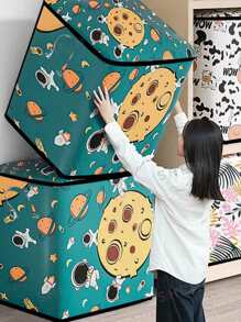 1 قطعة حقيبة تخزين خزانة من القماش، صندوق تخزين بطانيات وملابس كبير السعة من القماش غير المنسوج مزود بسحاب، مقاوم للماء والعفن، حقيبة تنظيم قابلة للطي توفر المساحة، باللون الأزرق