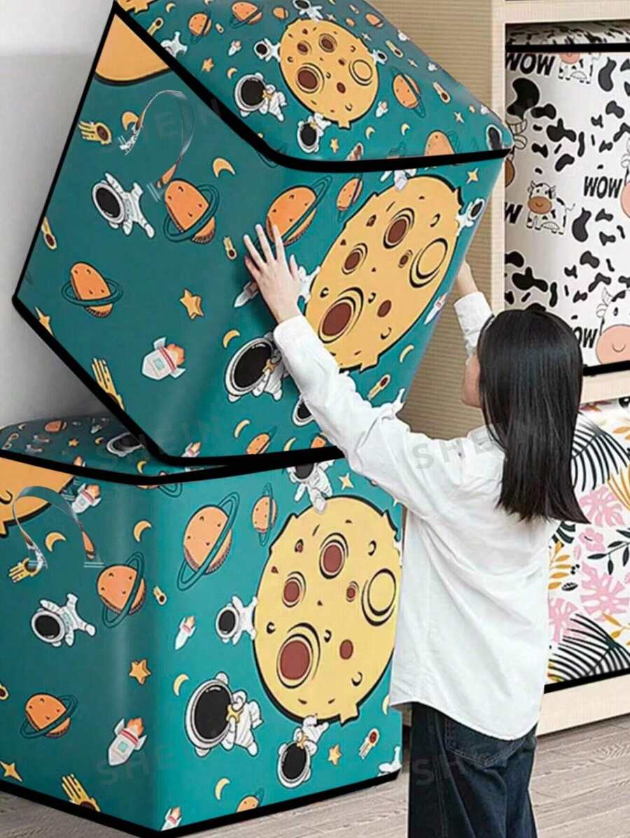 1 قطعة حقيبة تخزين خزانة من القماش، صندوق تخزين بطانيات وملابس كبير السعة من القماش غير المنسوج مزود بسحاب، مقاوم للماء والعفن، حقيبة تنظيم قابلة للطي توفر المساحة، باللون الأزرق