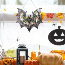 Contemporary Acrylic Bat Suncatcher,2D Process 8x7.3in - StainGlass Style Hanging Ornament For Window, Versatile Halloween Decor, Home Wall Art, Housewarming Gift, Wreath Centerpiece Accessory - Waterproof, Solvent Resistant, Featherless Home Decor Room Decor