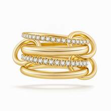 1 件金色锆石叠戴戒指，女士时尚、优雅、精致，14k 镀金绿钻锆石叠戴戒指，可多种方式佩戴，生日礼物，优雅时尚的珠宝，日常搭配，派对装饰