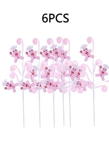 1/2/4/6 buc Crăciun roz turtă dulce om de zăpadă ramură decorare brad de Crăciun decorare turtă dulce Crăciun sărbătoare decorare casă decorațiuni de Crăciun camera decor iarnă