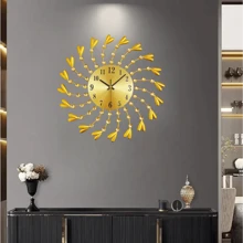 1pc 14.96 Inch Modern Metal Wall Clock, Ideal For Living Room, Kitchen, Dining Room, Bedroom And Office Decor, Non-Ticking And Easy To Read Silent Operation,Home Decor ,Room Decor Gifts Birthday Graduation Clock Wall Bedroom Decor Dormitory Decor Back To School - Gold - View 9