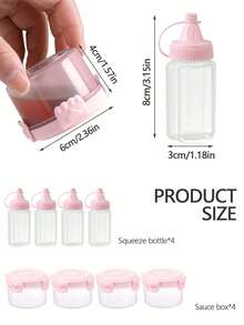 4/8个便携式调味挤压瓶，迷你半透明酱料罐，沙拉酱容器，小型透明番茄酱挤压瓶，适用于番茄酱、食用油、酱油和蜂蜜，是办公室午餐的理想选择，塑料便携式容器瓶，办公室午餐盒野餐油酱蜂蜜沙拉酱调味瓶，厨房用具，公寓必备，返校季 - 彩色 - 查看 2