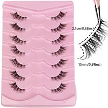 7 Pairs Half Lashes With Clear Band Cat Eye Tail Elongated Eyelashes Natural Look Wispy Faux Mink Lashes Fluffy Soft False Eyelashes Natural Makeup,Suitable For Christmas Makeup,Christmas Gift - Cat Eye Lashes - View 3