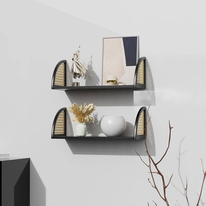 1 pieza Estantería flotante, estante de pared para decoración de baño, dormitorio, sala de estar y plantas, estantería flotante de madera para almacenamiento en la pared