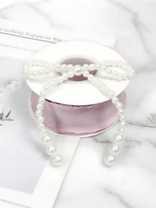 10/20 pièces - Décorations de gâteau en forme de nœud avec perles blanches, set de décoration de gâteau romantique, décorations de nœuds, perles d'enveloppement de fleurs et fournitures florales pour la décoration de gâteau. Convient pour les anniversaires, la fête des mères, les anniversaires, les mariages, la Saint-Valentin et les fêtes.