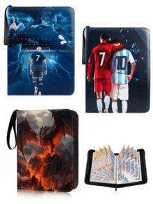 Card Binder,Zip Trading Card Binder 4 Pocket,Removable Football Card Binder,Game Card Folder,50 Double Side Pages Card Collection Folder,Trading Card Album Folder Hold Up To 400 Cards,Football Cards,Trading Card Binder,Trading Cards - Multicolor - View 2
