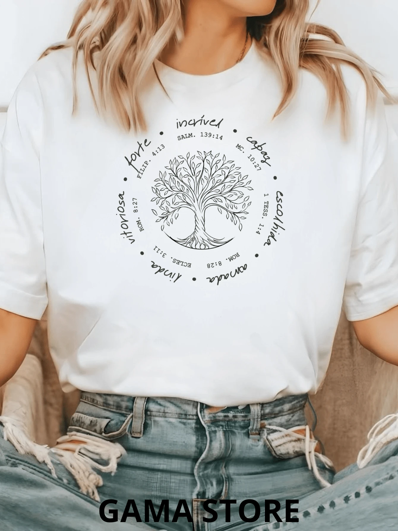 Women's Tree Of Life T-Shirt Victorious Women Oversized Shirt 100% Cotton - trắng - Xem 1