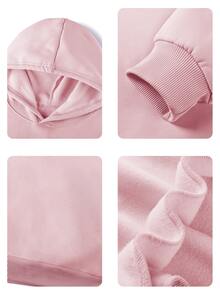 1 件女童休闲樱桃印花连帽运动衫，秋冬学生新款外套，长袖羊毛厚套头衫 - 粉色 - 查看 6