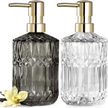 1个13.32盎司玻璃按压式皂液器,可重复灌装,适用于洗手液、沐浴露、洗发水等,家居浴室装饰配件 - 绝佳的乔迁礼物、秋季装饰、返校礼物 - 彩色 - 查看 18