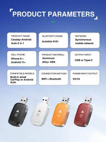 REMAX 2-In-1 Wireless CarPlay & Android Auto Adapter; Plug & Play For IPhone/Android; Lag-Free Connection; Mini Size With Extension USB-C/Type-C; Fits 900+ Cars; - Nhiều màu - Xem 11