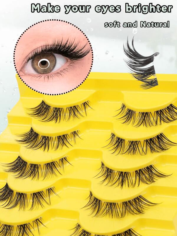 10 Pairs European & American Style Oblique Fake Eyelashes, 7-13mm Length, 3D Fluffy Lashes, Curly & Voluminous, Suitable For Heavy Makeup, Light Makeup, Beauty Bloggers, Parties, Halloween, Beginners Friendly, Reusable, Ideal For Daily Commute, Bridesmaid, Gift For Friends & Yourself, Cosplay, Valentine's Day, Christmas, Thanksgiving, Birthday