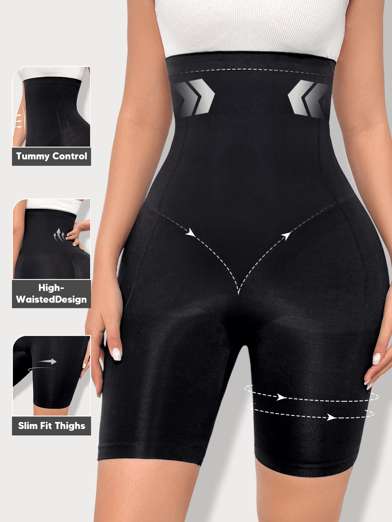 High Waist Tummy Control Short For Women, Butt Lifting, Slimming & Seamless Compression Shapewear, Perfect For Daily Wear, Workout & Under Dresses - Black - View 1