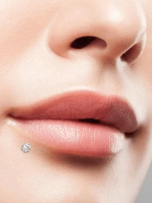 CIZME 1 Set Fashionable Titanium Alloy Threadless Nose Stud CZ Nose Ring, Flat Back Stud Earrings, CZ Nose Bone, Nose Wing, Cartilage Earrings, 20G 18G 16G Cubic Zirconia Lip Ring, Medusa Lip Ring, Threadless Lip Stud, Piercing Taper, Suitable For Daily Wear - Lip Studs - View 9